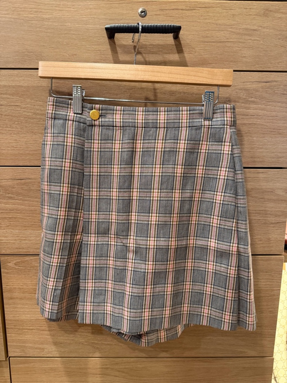 Gucci Plaid A-Line Mini Skirt with Pink Accent